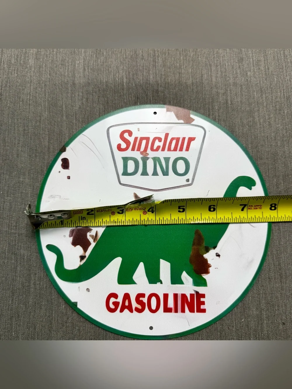 Sinclair Dino Gas Sign Round Metal Garage Decor Retro Petroliana 12